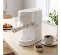 Cafetière expresso 15 bars - Porte-filtre 58 mm - 1500 W - 1 5 L - Buse vapeur - Blanc - Compacte - Prise EU