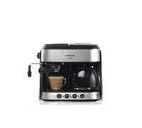 Machine à café PRIXTON Bari, Cafetière à double sortie, Système 3 en 1 : Expresso, Américain et Cappuccino, 15 Bar, 1850 Watt, Gris