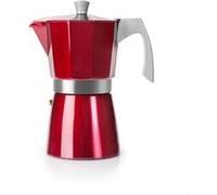 Ibili – Cafetière expresso Evva Red, 3 tasses (150 ml) en fonte d'aluminium, compatible induction