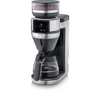SEVERIN Cafetière filtre automatique FILKA verseuse en verre, Cafetiere avec broyeur, Adapte la quantité d'eau à votre envie : mug, tasse, verseuse, KA 9694, Inox/Noir