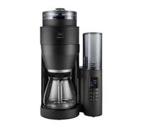 Melitta Cafetière à Filtre AromaFresh Glass Basic X Noire, avec Moulin à grains en Céramique Intégré, Fonction Minuteur, capacité 10 tasses, modèle 1030-06