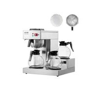 VEVOR Cafetière Filtre Commerciale 12 Tasses, Machine à Café Filtre Électrique en Acier Inoxydable, avec 3 Carafes en Verre et 3 Plaques Chauffantes, Prise d'Eau Automatique, pour Bureau, Café