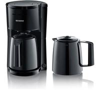 SEVERIN KA9252 Cafetière filtre isotherme avec 2 verseuses, 16 tasses soit 1 litre par verseuse, Puissance: 1 000 W, Inox / Noir