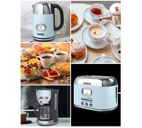 Cafetière filtre - MUSE - Vintage - 1,4 L - 1000 W - Design rétro bleu