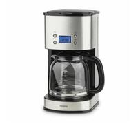 H.Koenig Cafetière Programmable à filtre Inox 1,5L (12 tasses) MG30, 1000W Carafe en Verre Gradué, Système Anti-Gouttes, Maintien au chaud, Ecran LDC, Arrêt automatique, Porte-filtre amovible lavable