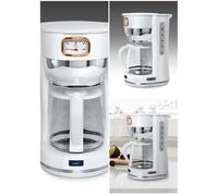 Cafetière - Haute Qualité - 10 Tasses - Sans Fil - Blanc et Doré - Design Rétro Vintage