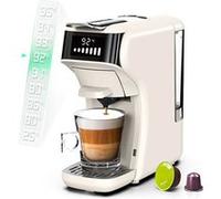 Cafetière H1B Dosettes 6 en 1 Réservoir d'eau 600 ml Extraction sous pression 19 bars Mode Froid/Chaud Beige - Prise UE