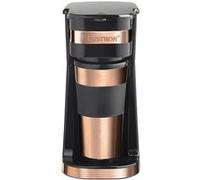 Bestron Cafetière avec tasse isotherme pour café filtre moulu, Machine à café 2 pour grandes tasses, idéal pour le camping, préparation rapide, 750 W, Couleur: Cuivre