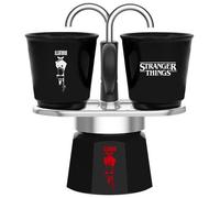 Cafetière italienne - BIALETTI - Set Mini express - Collection Stranger Things - Avec 2 tasses thermosensibles - Noir / Rouge