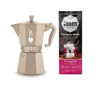Bialetti Set cafetière Moka Exclusive Induction couleur sable + 1 paquet café Pregiato 250 gr