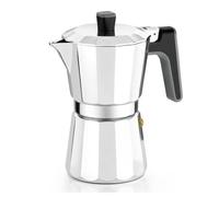 Cafetière Italienne - BRA 8542 - 9 tasses - Aluminium - Argent - Convient à tous les types de cuisines