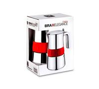 Cafetière Italienne - BRA A170566 - 4 tasses - Rouge Argent - Acier inoxydable