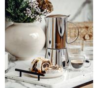 Cafetière italienne classique ADLER AD 4417 en acier inoxydable, 620 ml, 10 tasses, compatible induction, gaz, électrique, vitrocéramique et halogène. Équipée d'une soupape de , d'une poignée isolante