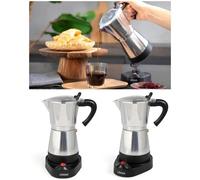 Cafetière Italienne Électrique Grise Inox 6 Tasses