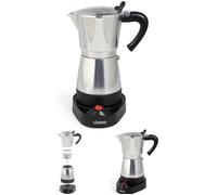 Cafetière italienne électrique - INOX - 6 tasses - 480 W - Socle pivotant 360° - Maintien au chaud