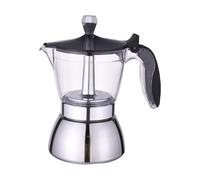 Cafetière italienne en acier inoxydable avec couvercle transparent pour faciliter l'infusion du café, capacité de 4/6 tasses, idéale pour la maison ou les petites réunions