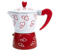 Cafetière Italienne Filtre Intégré Rouge en Alliage D'aluminium | Poignée Ergonomique et Couvercle, Compatible Plaque Électrique et Réchaud, pour Café Moulu