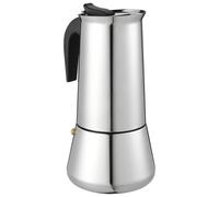 Cafetière Italienne Inox 300ml pour Espresso, Poignée Antichaleur | Joint Silicone Alimentaire, Valve de Sécurité, Fond à Chauffe Uniforme, Usage Bureau et Appartement