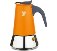 Cafetière italienne - PEZZETTI - STEELEXPRESS - Acier inoxydable - 4 tasses - Tous feux dont induction - Orange