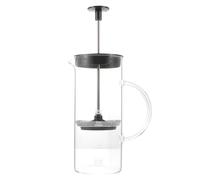 Cafetière Manuelle en Verre 480ml Noire, Mousseur à Lait Facile
