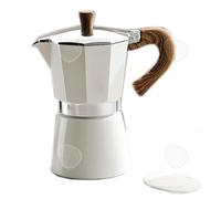 Cafetière Moka 300ml Moka pot en aluminium pour cuisinière 6 Tasse Machine à expresso pour les amateurs de café Blanc