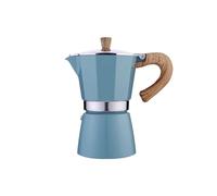 Cafetière Moka classique à poignée en bois 150 et 300 ml, cafetière italienne en aluminium - Accessoire de cuisine rétro style italien(300ML-Blue)
