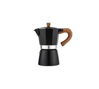 Cafetière Moka classique à poignée en bois 150 et 300 ml, cafetière italienne en aluminium - Accessoire de cuisine rétro style italien(150ML-Black)