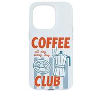 Cafetière moka dessinée à la main rétro amateur de nourriture Coque pour iPhone 15 Pro