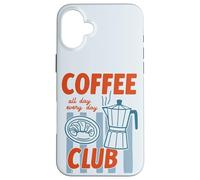Cafetière moka dessinée à la main rétro amateur de nourriture Coque pour iPhone 16 Plus