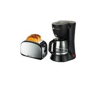 Grille pain BLACKPEAR Cafetière noir 12 tasses-1.2L - 680W - BCM112 + Grille pain finition inox 900W