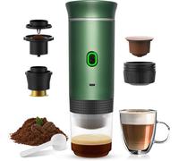 Cafetière portable 3 en 1 compatible avec Nespresso Dolce Gusto et café moulu - Cafetière portable multicapsules à emporter - Petite machine à café portable (vert)