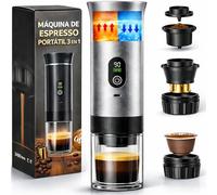 Cafetière portable 3 en 1 - Compatible avec Nespresso, Dolce Gusto et Café moulu | Machine à café portable pour voyage | Mini cafetière portable avec écran LED - Version 2025 améliorée (80 ml)