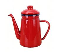 Cafetière portable en émail de 1,1 l - Théière de bureau, barista - Pichet à eau pour four à gaz (rouge)