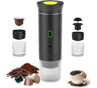 Cafetière Portable Nomade avec Chauffage Intelligent, Machine à Café Rechargeable 12V USB Type-C pour Capsules et Café Moulu