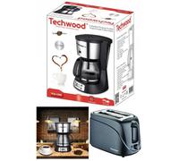 Cafetière Programmable Grise 1.5l 1000w + Grille Pain Noir 700w 2 Emplacements