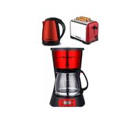 Cafetière Programmable - Inox - Rouge - 1.5L - 1000W - Système Anti-Goutte