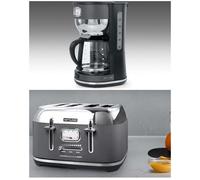 Cafetière Rétro Vintage - Gris Anthracite - 10 Tasses - 1.4L - 2200W - Arrêt automatique