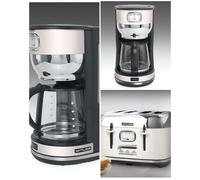 Cafetière sans fil - Vintage - 1.4L - 1000W - Beige inox - Arrêt automatique - 10 tasses