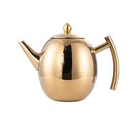 Cafetière Théière en acier inoxydable 1,5 L/litre (50,7 oz), poli miroir, théière facile à verser avec panier infuseur, cafetière et théière, doré