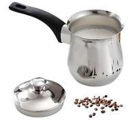 Cafetière turc 180 ml à café en acier inoxydable avec poignée anti-scalding facile à utiliser avec un couvercle pour le lait, le chocolat, le beurre, le fromage et