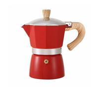 Cafetière Turque À Percolation, Cafetière Moka Avec Poignée En Bois, Cafetière Moka À Percolateur For Plaque Électrique, Outils Portables For La Préparation Du Café En Extérieur(Red,150ML)