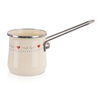 Cafetière turque émaillée - ORION - 600 ml - Émail crème - Motif cœurs - 22x10x12 cm - Compatible lave-vaisselle
