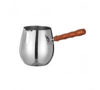 Cafetière turque en acier inoxydable avec poignée en bois, bec verseur anti-goutte pour café, thé, mousse de lait, chocolat et sauce, capacité de 600 ml (300 ml)