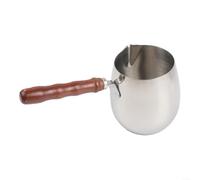 Cafetière turque en acier inoxydable avec poignée en bois et échelle de mesure pour une portion précise lors de la fonte du chocolat ou de la préparation de sauces (420 ml)