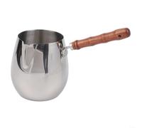 Cafetière turque en acier inoxydable avec poignée en bois et verrou d'inclinaison pour un contrôle du versement de qualité professionnelle (600 ml)