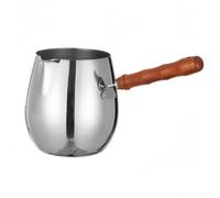 Cafetière turque en acier inoxydable, conçue pour le café, la mousse de lait et le chauffage de la sauce avec bec verseur et poignée en bois pour une manipulation facile (600 ml)