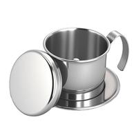 Cafetière vietnamienne réutilisable en acier inoxydable pour la maison, la cuisine, le bureau, l'extérieur (argent)