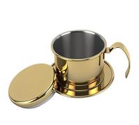 Cafetière vietnamienne réutilisable en acier inoxydable pour la maison, la cuisine, le bureau, l'extérieur (doré)