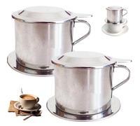 Cafetière vietnamienne Vietnamise Coffee Dripper 2pcs Ensemble de dripper à café en acier inoxydable comprend un couvercle, un plateau, un filtre, une cafetière vietnamienne avec poignée, u