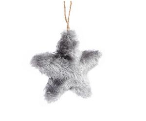 CAFFCO-Étoile de Noël grise à fausse fourrure en polyester et polystyrène - 12,7 x 5 x 12 cm